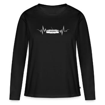 Tram Heartbeat EKG rythme cardiaque - T-shirt manches longues Premium bio Femme - noir - Devant - Julia (174cm)