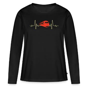 ARTISANAT, CONDUIRE, MÉTRO - T-shirt manches longues Premium bio Femme - noir - Devant - Julia (174cm)