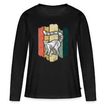 Graphique de Madagascar primate lémur catta - T-shirt manches longues Premium bio Femme - noir - Devant - Julia (174cm)