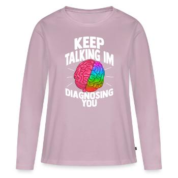 Psychologie psychologue thérapeute cadeau psyché - T-shirt manches longues Premium bio Femme - rose poudré - Devant - Julia (174cm)