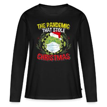 Noël pandémique 2020 Noël drôle de quarantaine - T-shirt manches longues Premium bio Femme - noir - Devant - Julia (174cm)