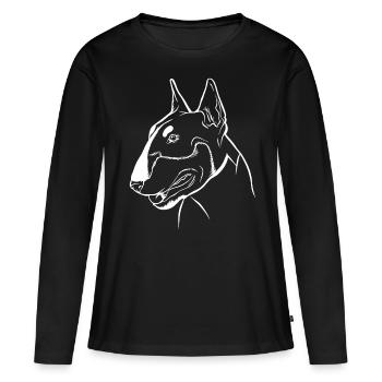Bullterrier Besitzer Geschenk - Frauen Premium Bio Langarmshirt - Schwarz - Vorne - Julia (174cm)