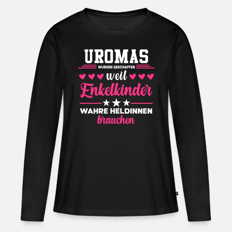 Uroma Heldin Urgroßmutter Oma Geschenke - Frauen Premium Bio Langarmshirt - Schwarz
