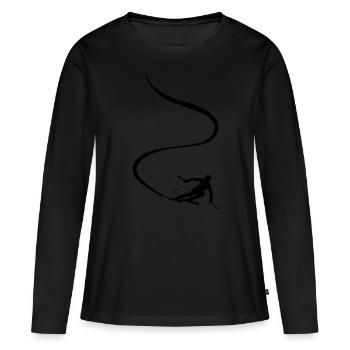 Skifahrer Abfahrt Berge Ski Sport Skier Skifahren - Frauen Premium Bio Langarmshirt - Schwarz - Vorne - Julia (174cm)