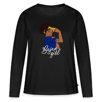 fille de la barbade, bajan barbade - T-shirt manches longues Premium bio Femme - noir - Devant - Julia (174cm)
