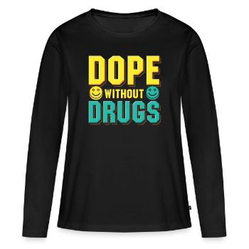 Anti-Drogues Sans Médicaments Bord Droit - T-shirt manches longues Premium bio Femme - noir - Devant - Julia (174cm)