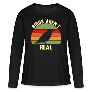 Les oiseaux ne sont pas de vrais cadeaux de la théorie du complot pour Theo - T-shirt manches longues Premium bio Femme - noir - Devant - Julia (174cm)