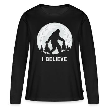I Believe Bigfoot Moonshine Sasquatch Conspiracy T - Frauen Premium Bio Langarmshirt - Schwarz - Vorne - Julia (174cm)