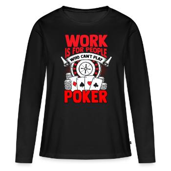 poker - T-shirt manches longues Premium bio Femme - noir - Devant - Julia (174cm)