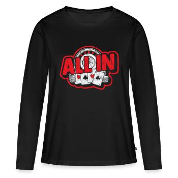 poker - T-shirt manches longues Premium bio Femme - noir - Devant - Julia (174cm)