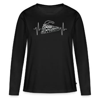 Model train model train EKG line gift - Women's Premium Organic Long Sleeve Shirt - black - Front - Julia (174cm)