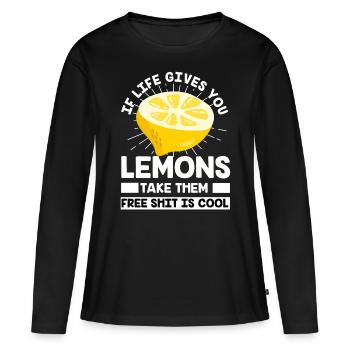 Zitrone Obst Limonade Alkohol Zitronensaft Sauer - Frauen Premium Bio Langarmshirt - Schwarz - Vorne - Julia (174cm)