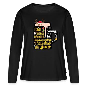 Joyeux Noël, Joyeux Noël, Joyeux Noël - T-shirt manches longues Premium bio Femme - noir - Devant - Julia (174cm)