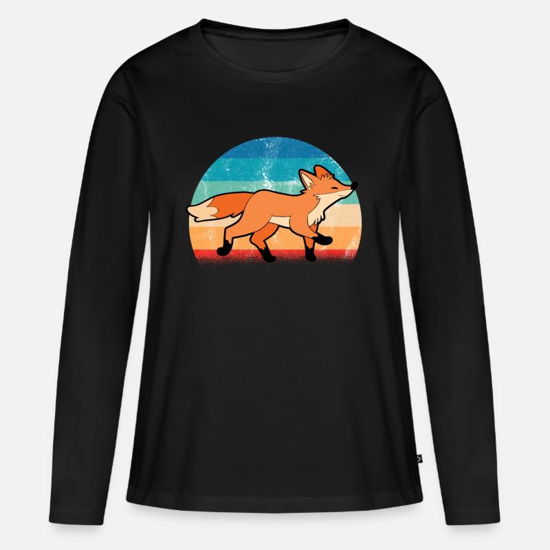 Fuchs - Frauen Premium Bio Langarmshirt - Schwarz
