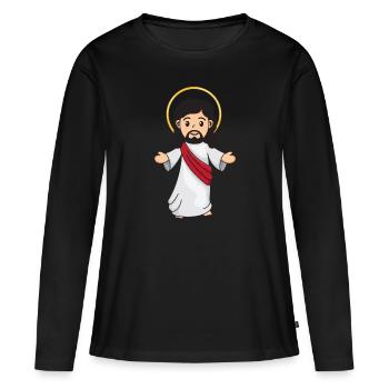 Jésus Christ - T-shirt manches longues Premium bio Femme - noir - Devant - Julia (174cm)