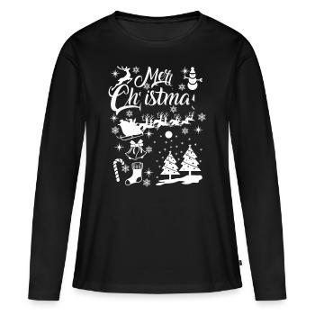 Noël Noël Noël Noël Noël - T-shirt manches longues Premium bio Femme - noir - Devant - Julia (174cm)