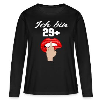 Ich bin 29 + Mittelfinger Lustig 30.Geburtstag Rot - Frauen Premium Bio Langarmshirt - Schwarz - Vorne - Julia (174cm)