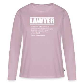 Description drôle Tee Lawyer Edition - T-shirt manches longues Premium bio Femme - rose poudré - Devant - Julia (174cm)