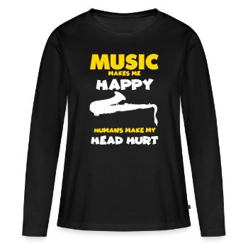 Saxophone Jazz Band Joueur de saxophone Drôle - T-shirt manches longues Premium bio Femme - noir - Devant - Julia (174cm)