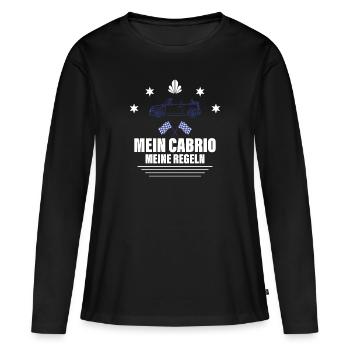 Mon cabriolet mes règles - T-shirt manches longues Premium bio Femme - noir - Devant - Julia (174cm)