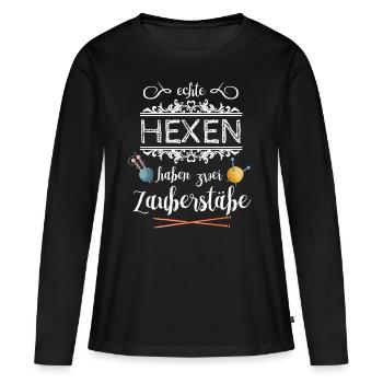Humorvoller Wolle Spruch für Großmütter Geschenk - Frauen Premium Bio Langarmshirt - Schwarz - Vorne - Julia (174cm)
