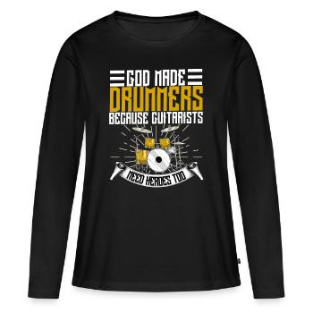 Drums - Women's Premium Organic Long Sleeve Shirt - black - Front - Julia (174cm)