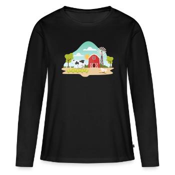 ferme - T-shirt manches longues Premium bio Femme - noir - Devant - Julia (174cm)