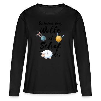 Super Strickmuster Spruch für Mütter Geschenk - Frauen Premium Bio Langarmshirt - Schwarz - Vorne - Julia (174cm)