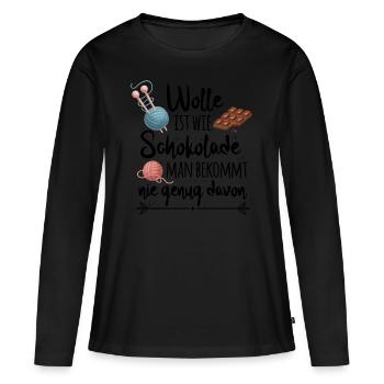 Netter Wolle Spruch für Näherinnen Geschenk - Frauen Premium Bio Langarmshirt - Schwarz - Vorne - Julia (174cm)