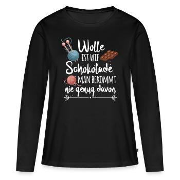 Humorvoller Wolle Spruch für Näherinnen Geschenk - Frauen Premium Bio Langarmshirt - Schwarz - Vorne - Julia (174cm)