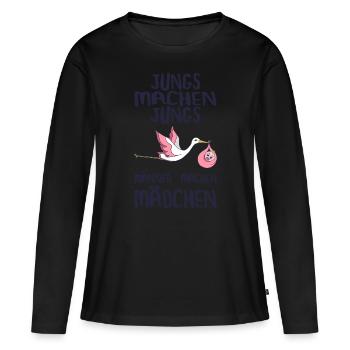 Jungs machen Jungs Männer machen Mädchen Werdender - Frauen Premium Bio Langarmshirt - Schwarz - Vorne - Julia (174cm)