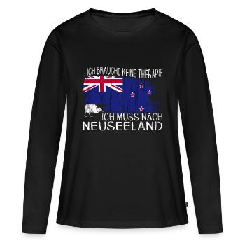 Neuseeland Newzealand Vogel Kiwi Backpacker - Frauen Premium Bio Langarmshirt - Schwarz - Vorne - Julia (174cm)