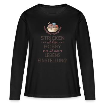 Humorvoller Wolle Spruch für Strickerin Geschenk - Frauen Premium Bio Langarmshirt - Schwarz - Vorne - Julia (174cm)