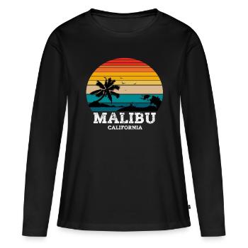 MALIBU CALIFORNIA - T-shirt manches longues Premium bio Femme - noir - Devant - Julia (174cm)