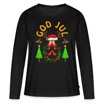 Joyeux Noël, Joyeux Noël, Joyeux Noël - T-shirt manches longues Premium bio Femme - noir - Devant - Julia (174cm)