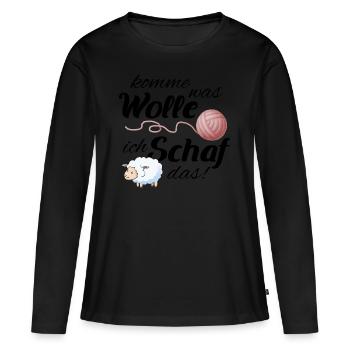 Schöner Wolle Spruch für Omas Geschenk - Frauen Premium Bio Langarmshirt - Schwarz - Vorne - Julia (174cm)