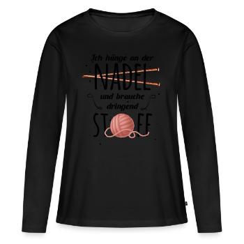 Witziger Strickwolle Spruch für Omas Geschenk - Frauen Premium Bio Langarmshirt - Schwarz - Vorne - Julia (174cm)