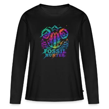 Fossil Hunter Funny Geology Geologist Gift - Women's Premium Organic Long Sleeve Shirt - black - Front - Julia (174cm)