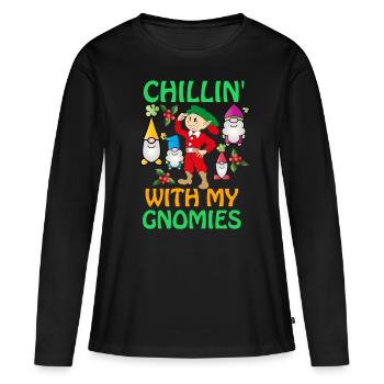 Joyeux Noël, Joyeux Noël, Joyeux Noël - T-shirt manches longues Premium bio Femme - noir - Devant - Julia (174cm)