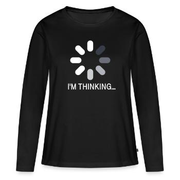JE SUIS EN TRAIN DE PENSER - T-shirt manches longues Premium bio Femme - noir - Devant - Julia (174cm)