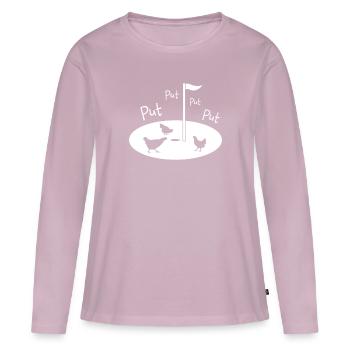 Golf Putter Golfplatz Golffahne Hühner Put - T-shirt manches longues Premium bio Femme - rose poudré - Devant - Julia (174cm)