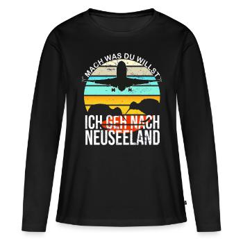 Neuseeland Newzealand Kiwi Reisen Weltreise Backpa - Frauen Premium Bio Langarmshirt - Schwarz - Vorne - Julia (174cm)