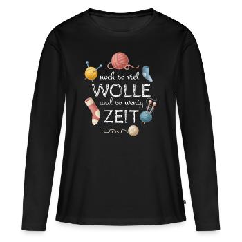 Netter Strickmuster Spruch für Großmütter Geschenk - Frauen Premium Bio Langarmshirt - Schwarz - Vorne - Julia (174cm)