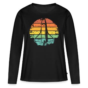 Retro NASA Rakete Space Shuttle Grunge - Frauen Premium Bio Langarmshirt - Schwarz - Vorne - Julia (174cm)