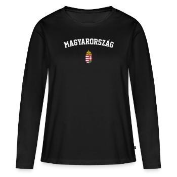 Magyarorszag, Ungarn, Ungarisch - Frauen Premium Bio Langarmshirt - Schwarz - Vorne - Julia (174cm)