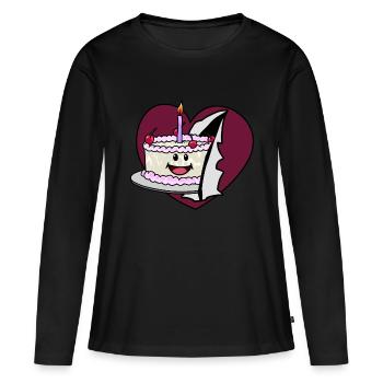 Heart birthday tart congratulation cake pastry - Women's Premium Organic Long Sleeve Shirt - black - Front - Julia (174cm)