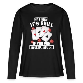 Gagnant du jeu de cartes de poker Texas Hold'em Spades Bluff - T-shirt manches longues Premium bio Femme - noir - Devant - Julia (174cm)