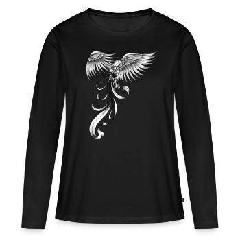 Phoenix Mystic Bird Légendaire Feu Vintage Rétro - T-shirt manches longues Premium bio Femme - noir - Devant - Julia (174cm)