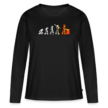 Evolution Metallbauer Beruf Schweißer Geschenk - Frauen Premium Bio Langarmshirt - Schwarz - Vorne - Julia (174cm)