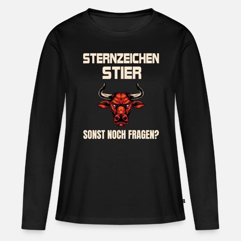 Sternzeichen Stier - Frauen Premium Bio Langarmshirt - Schwarz